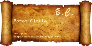 Boros Cintia névjegykártya